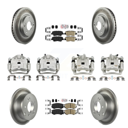 Front Rear Disc Brake Caliper Coat Rotor & Ceramic Pad Kit (10Pc) For 2012-2013 Kia Soul KCG-101497N