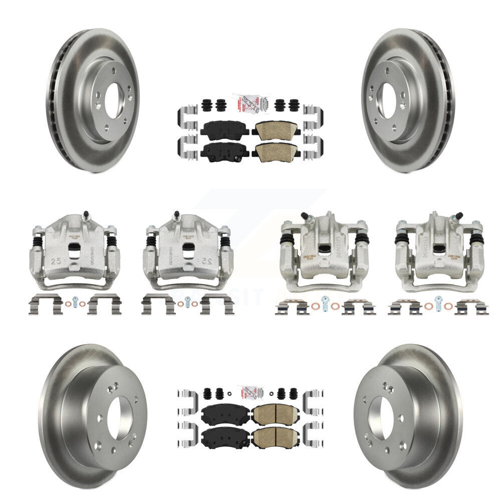 Front Rear Brake Caliper Coat Rotor & Ceramic Pad Kit (10Pc) For 2010-2011 Kia Soul 2.0L KCG-101501N
