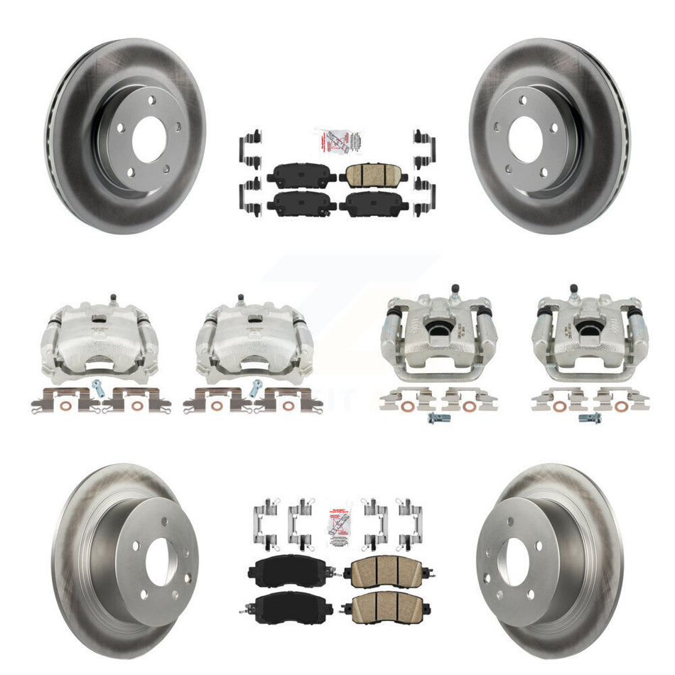 Front Rear Disc Brake Caliper Coated Rotors And Ceramic Pads Kit (10Pc) For Nissan Altima KCG-101508N
