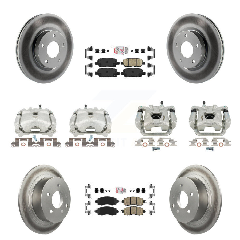 Front Rear Disc Brake Caliper Coated Rotors And Ceramic Pads Kit (10Pc) For Nissan Altima KCG-101509N