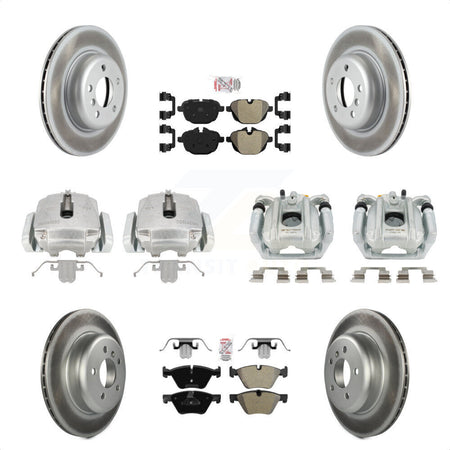 Front Rear Disc Brake Caliper Coated Rotors And Semi-Metallic Pads Kit (10Pc) For BMW 528i xDrive Without Performance Brakes KCG-101511N by Transit Auto