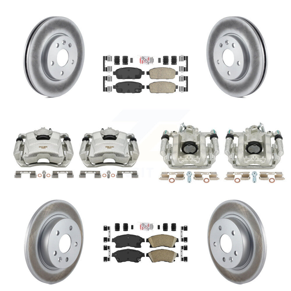 Front Rear Disc Brake Caliper Coated Rotors And Ceramic Pads Kit (10Pc) For Chevrolet Cruze Limited KCG-101516N