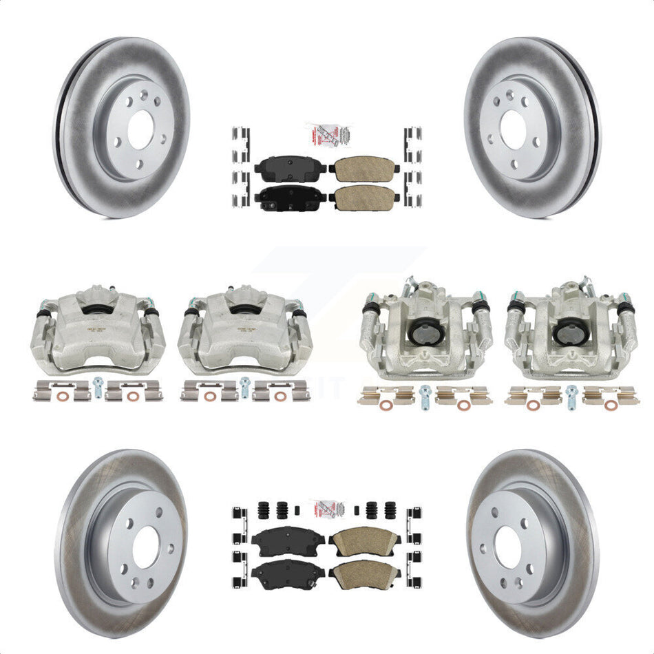 Front Rear Disc Brake Caliper Coated Rotors And Ceramic Pads Kit (10Pc) For Chevrolet Cruze Limited KCG-101518N by Transit Auto