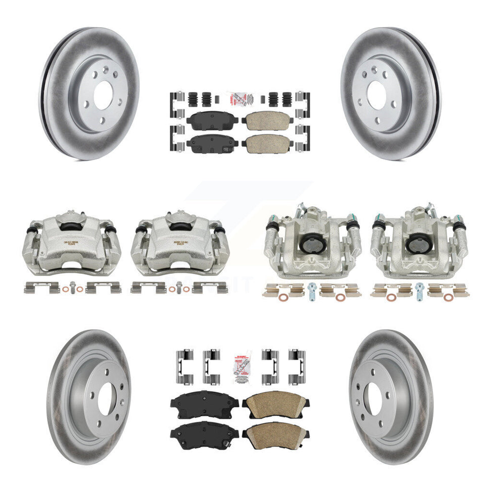 Front Rear Disc Brake Caliper Coated Rotors And Ceramic Pads Kit (10Pc) For 2013 Chevrolet Cruze LT LTZ With 292mm Diameter Rotor KCG-101521N