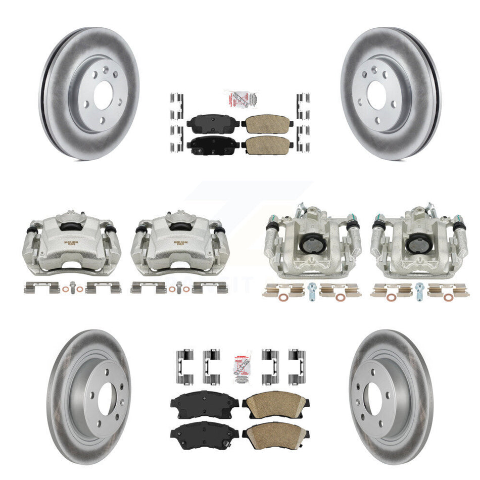 Front Rear Disc Brake Caliper Coated Rotors And Ceramic Pads Kit (10Pc) For 2013 Chevrolet Cruze LT LTZ With 292mm Diameter Rotor KCG-101523N