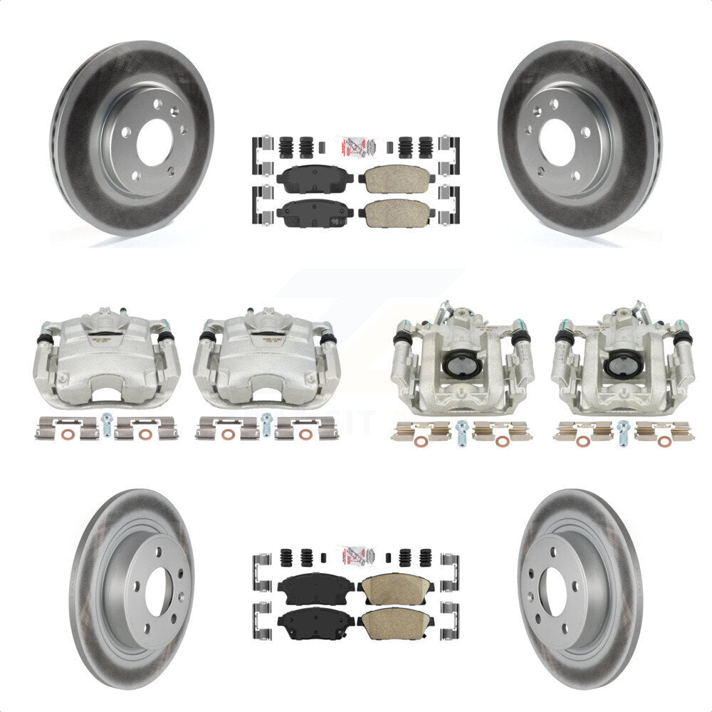 Front Rear Disc Brake Caliper Coated Rotors And Ceramic Pads Kit (10Pc) For Chevrolet Cruze Volt KCG-101524N by Transit Auto