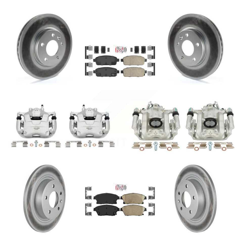 Front Rear Disc Brake Caliper Coated Rotors And Ceramic Pads Kit (10Pc) For Chevrolet Cruze Volt KCG-101525N