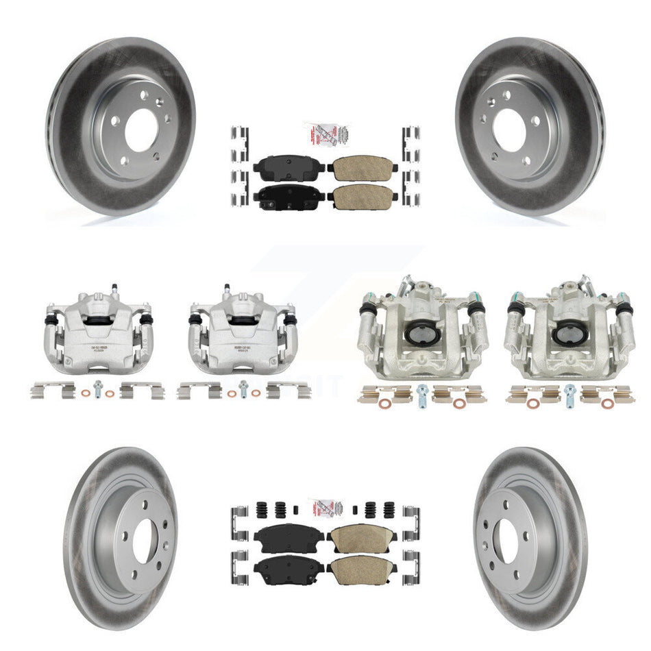 Front Rear Disc Brake Caliper Coated Rotors And Ceramic Pads Kit (10Pc) For Chevrolet Cruze Volt KCG-101526N