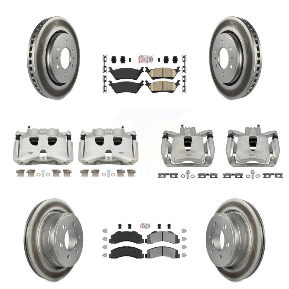 Front Rear Disc Brake Caliper Coated Rotors And PADSMATERIAL Pads Kit (10Pc) For Ford F-150 KCG-101534N