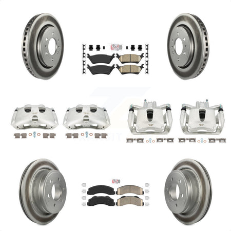 Front Rear Disc Brake Caliper Coated Rotors And Ceramic Pads Kit (10Pc) For Ford F-150 KCG-101536N by Transit Auto