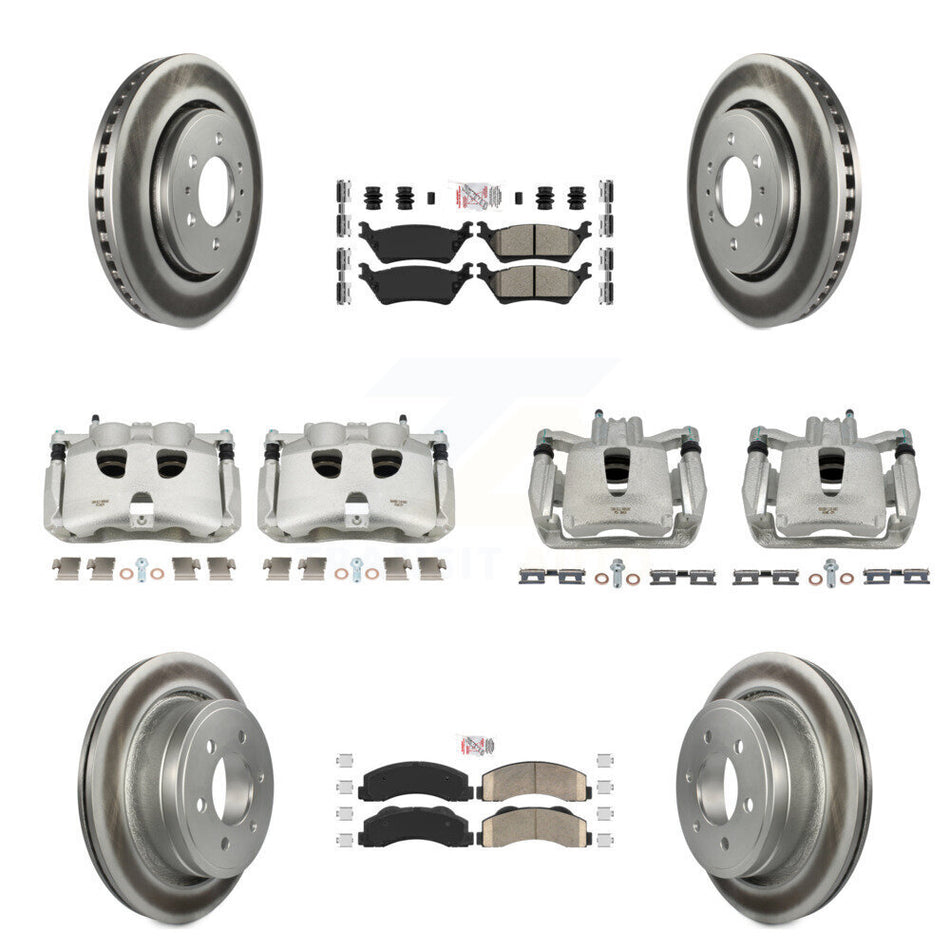 Front Rear Disc Brake Caliper Coated Rotors And PADSMATERIAL Pads Kit (10Pc) For Ford F-150 KCG-101542N