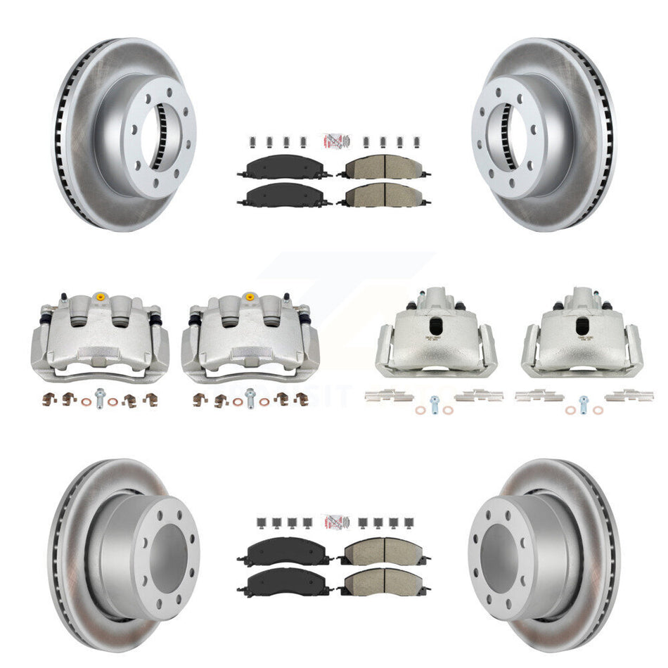 Front Rear Disc Brake Caliper Coated Rotor And Semi-Metallic Pad Kit (10Pc) For Ram 1500 KCG-101549N