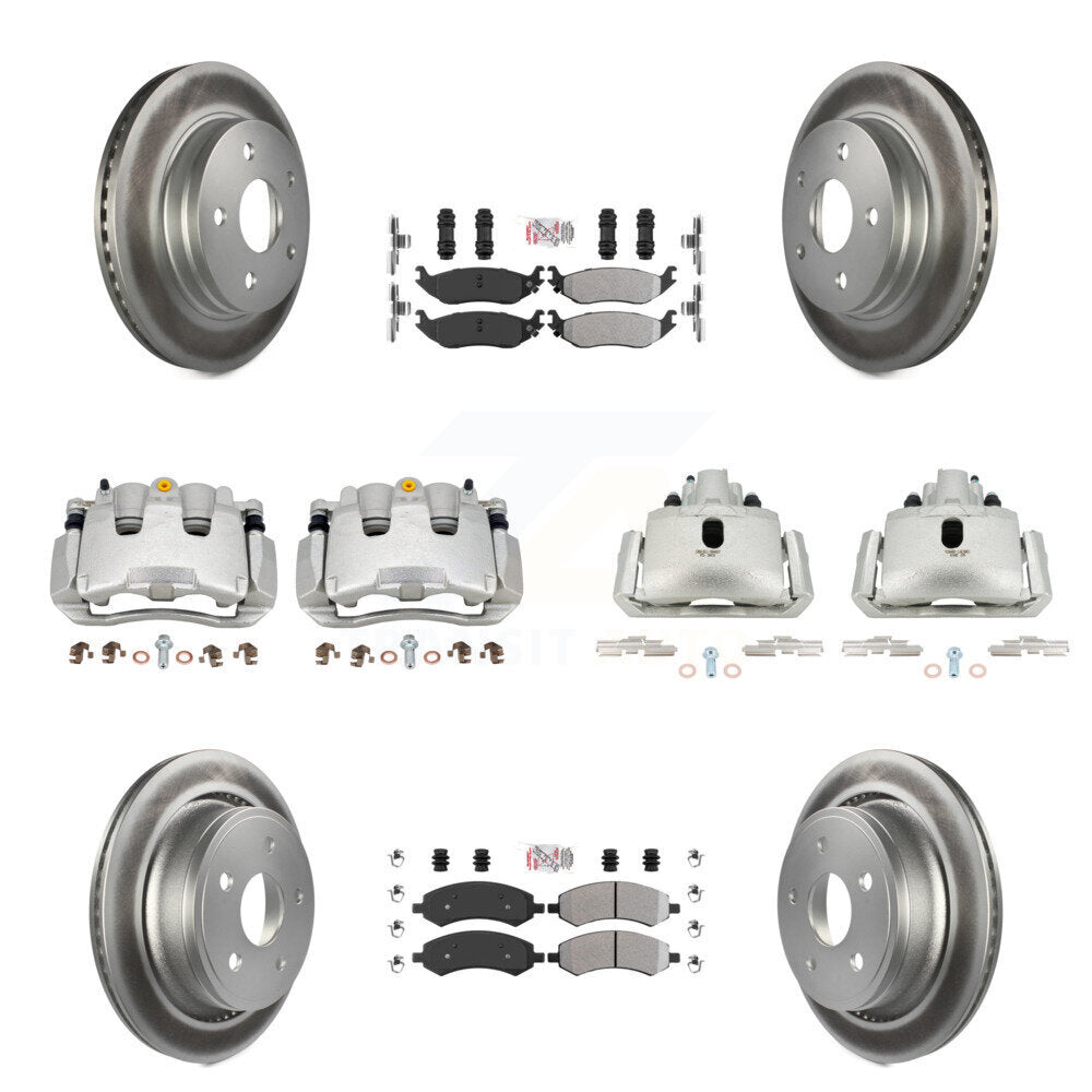 Front Rear Brake Caliper Coat Rotors & Semi-Metallic Pad Kit (10Pc) For Ram 1500 Classic KCG-101550N