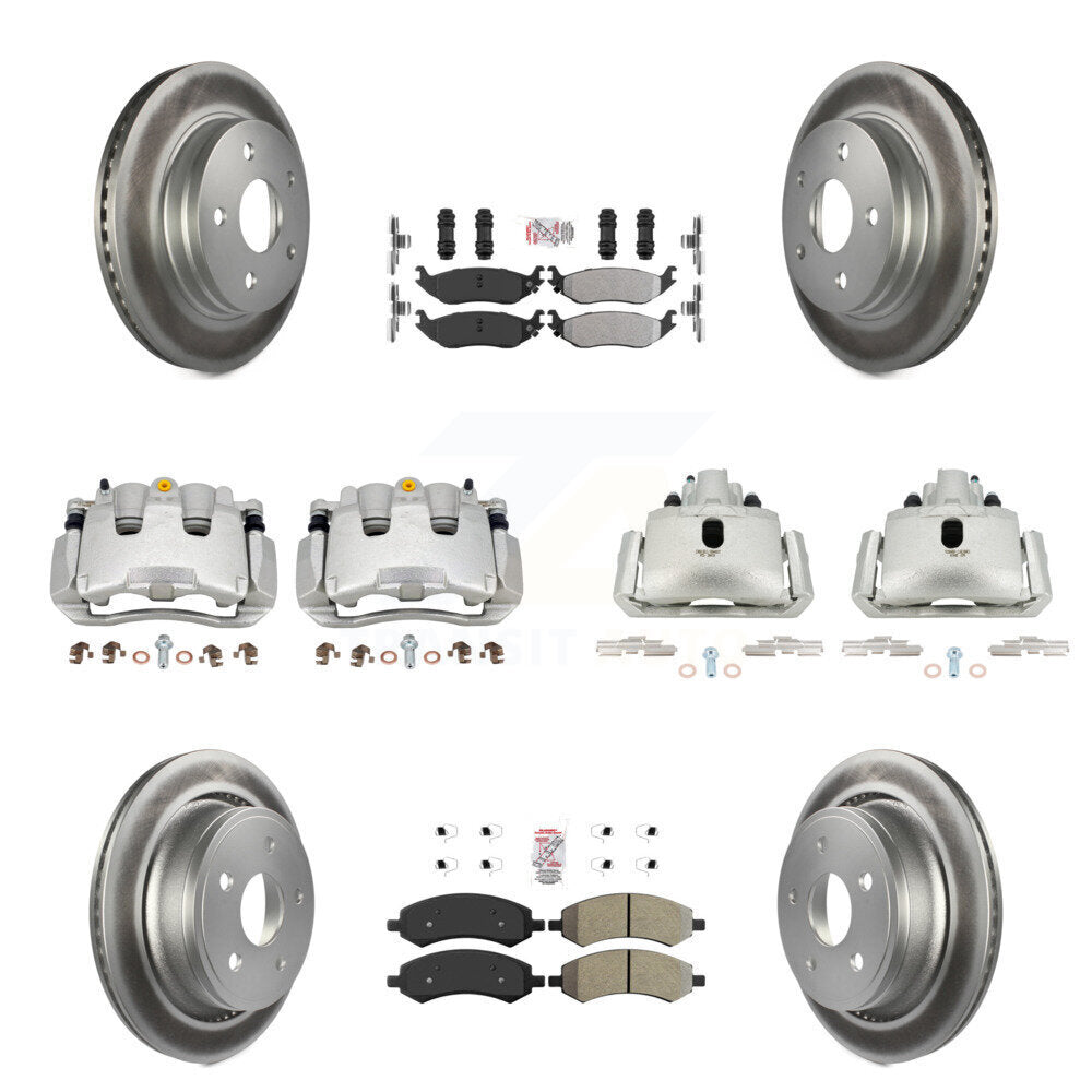 Front Rear Brake Caliper Coat Rotors & Semi-Metallic Pad Kit (10Pc) For Ram 1500 Classic KCG-101552N