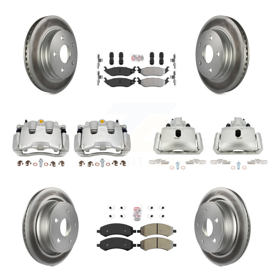 Front Rear Brake Caliper Coat Rotors & Semi-Metallic Pad Kit (10Pc) For Ram 1500 Classic KCG-101552N