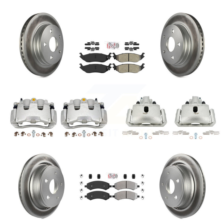 Front Rear Brake Caliper Coat Rotors & Semi-Metallic Pad Kit (10Pc) For Ram 1500 Classic KCG-101553N