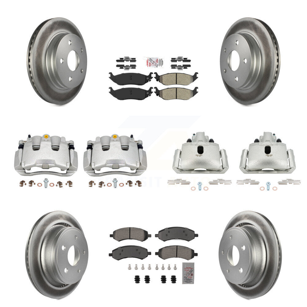 Front Rear Brake Caliper Coat Rotors & Semi-Metallic Pad Kit (10Pc) For Ram 1500 Classic KCG-101554N
