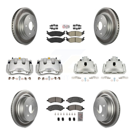 Front Rear Brake Caliper Coat Rotors & Semi-Metallic Pad Kit (10Pc) For Ram 1500 Classic KCG-101554N