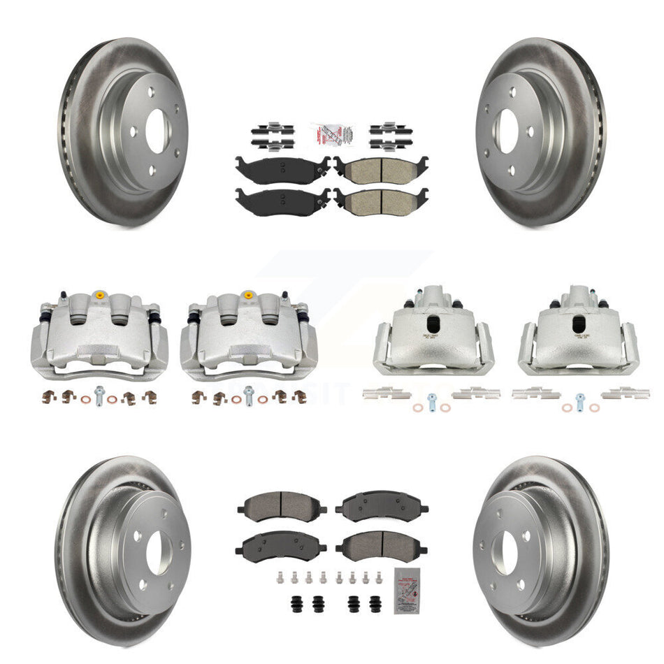 Front Rear Brake Caliper Coat Rotors & Semi-Metallic Pad Kit (10Pc) For Ram 1500 Classic KCG-101554N