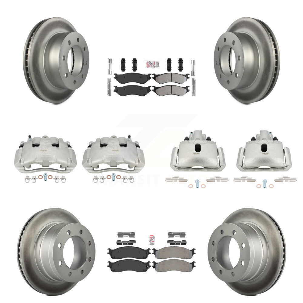 Front Rear Disc Brake Caliper Coat Rotor Semi-Metallic Pad Kit (10Pc) For Dodge Ram 1500 KCG-101556N