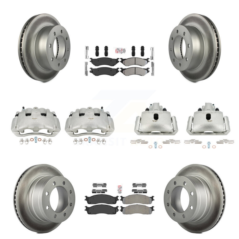 Front Rear Disc Brake Caliper Coat Rotor Semi-Metallic Pad Kit (10Pc) For Dodge Ram 1500 KCG-101556N