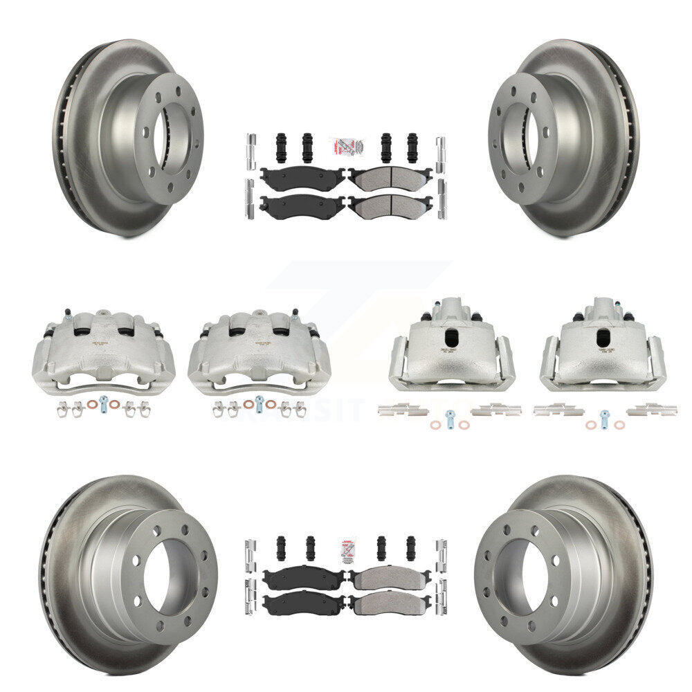 Front Rear Disc Brake Caliper Coat Rotor Semi-Metallic Pad Kit (10Pc) For Dodge Ram 1500 KCG-101557N