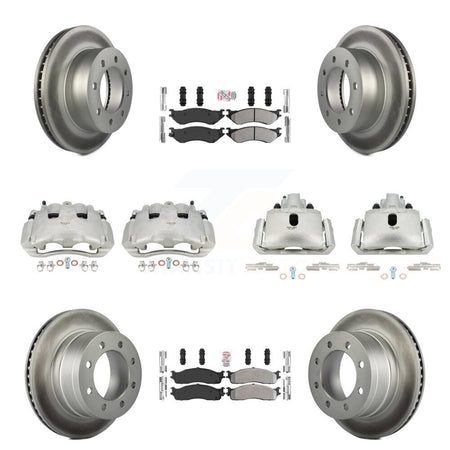 Front Rear Disc Brake Caliper Coat Rotor Semi-Metallic Pad Kit (10Pc) For Dodge Ram 1500 KCG-101557N