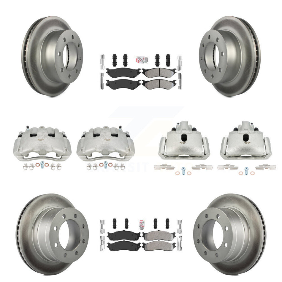 Front Rear Disc Brake Caliper Coat Rotor Semi-Metallic Pad Kit (10Pc) For Dodge Ram 1500 KCG-101557N