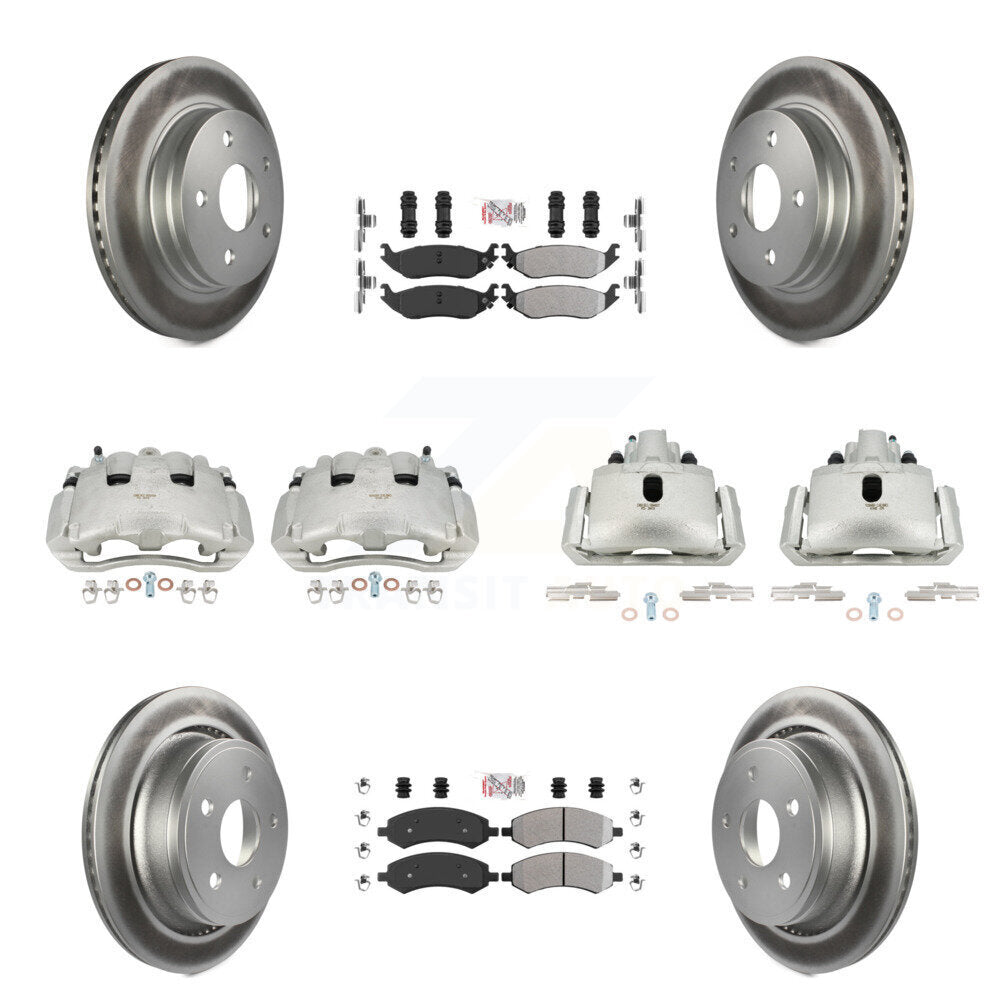 Front Rear Disc Brake Caliper Coat Rotor Semi-Metallic Pad Kit (10Pc) For Dodge Ram 1500 KCG-101558N