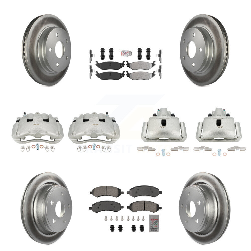 Front Rear Disc Brake Caliper Coat Rotor Semi-Metallic Pad Kit (10Pc) For Dodge Ram 1500 KCG-101559N