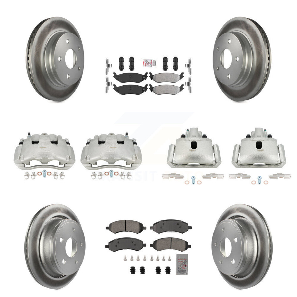 Front Rear Disc Brake Caliper Coat Rotor Semi-Metallic Pad Kit (10Pc) For Dodge Ram 1500 KCG-101559N