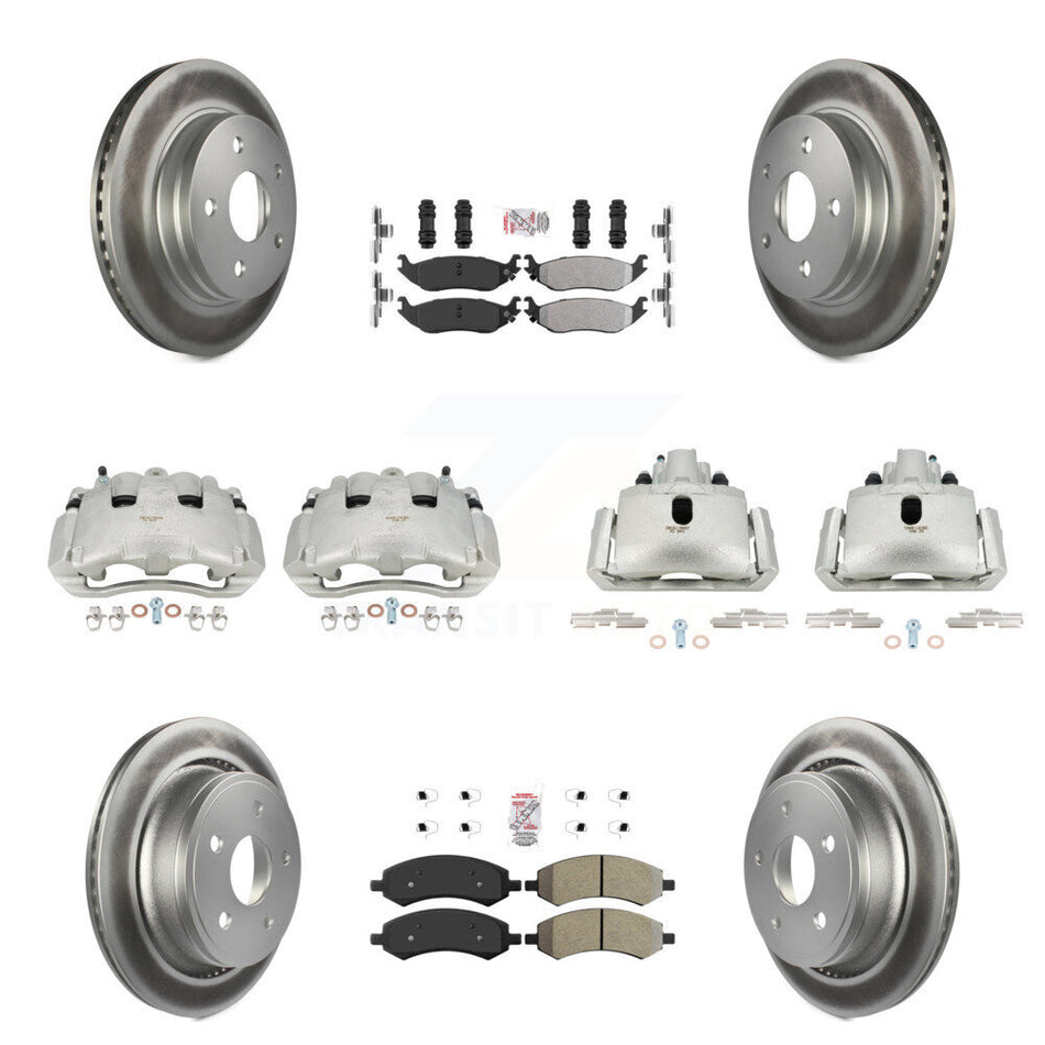 Front Rear Disc Brake Caliper Coat Rotor Semi-Metallic Pad Kit (10Pc) For Dodge Ram 1500 KCG-101560N