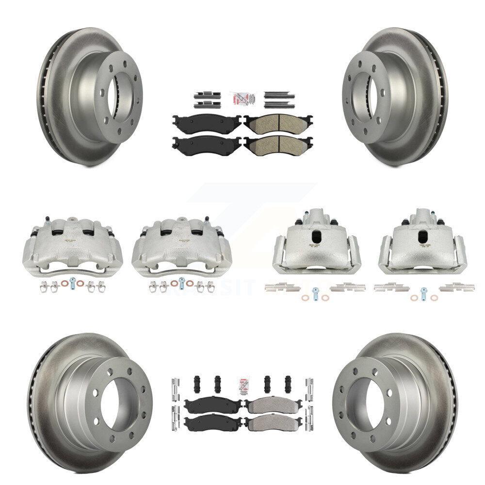 Front Rear Disc Brake Caliper Coat Rotor Semi-Metallic Pad Kit (10Pc) For Dodge Ram 1500 KCG-101562N