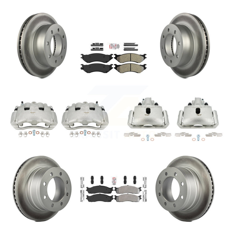 Front Rear Disc Brake Caliper Coat Rotor Semi-Metallic Pad Kit (10Pc) For Dodge Ram 1500 KCG-101562N