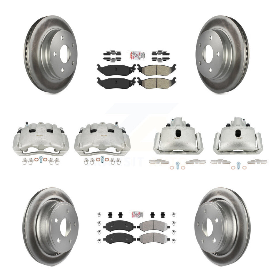Front Rear Disc Brake Caliper Coat Rotor Semi-Metallic Pad Kit (10Pc) For Dodge Ram 1500 KCG-101563N