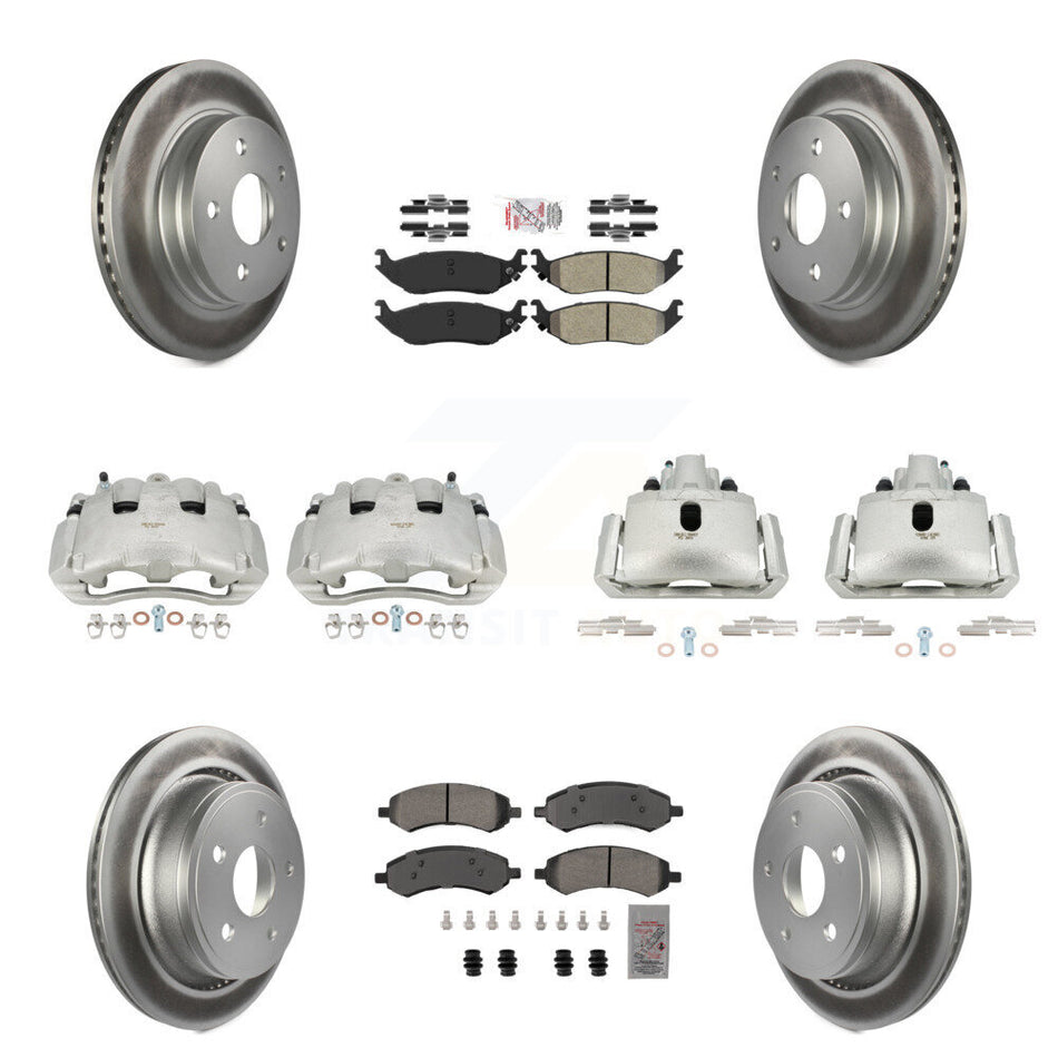 Front Rear Disc Brake Caliper Coat Rotor Semi-Metallic Pad Kit (10Pc) For Dodge Ram 1500 KCG-101564N