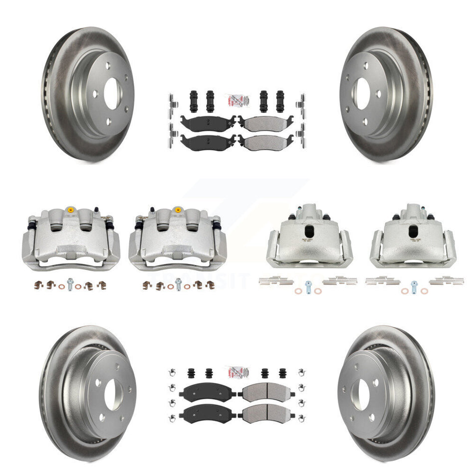 Front Rear Disc Brake Caliper Coat Rotor Semi-Metallic Pad Kit (10Pc) For Chrysler Aspen KCG-101570N