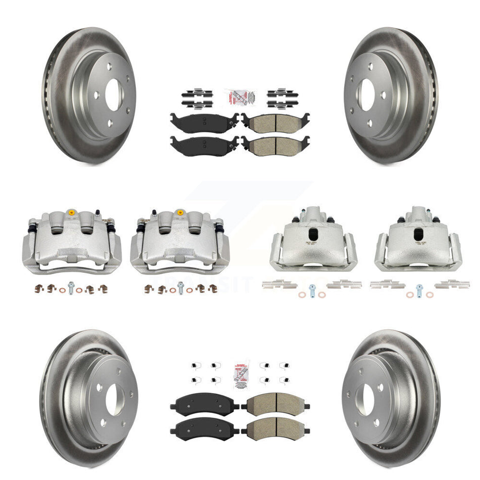 Front Rear Disc Brake Caliper Coat Rotor Semi-Metallic Pad Kit (10Pc) For Chrysler Aspen KCG-101575N