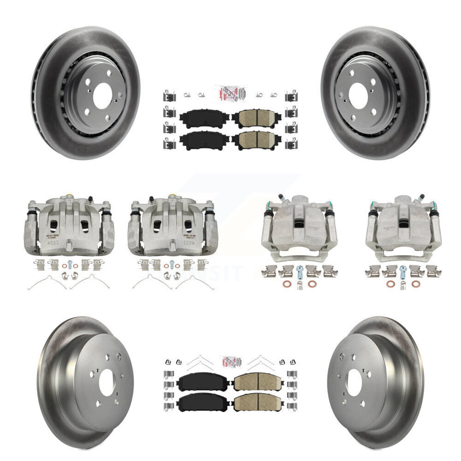 Front Rear Disc Brake Caliper Coat Rotor & Ceramic Pad Kit (10Pc) For Lexus RX350 RX450h KCG-101587N
