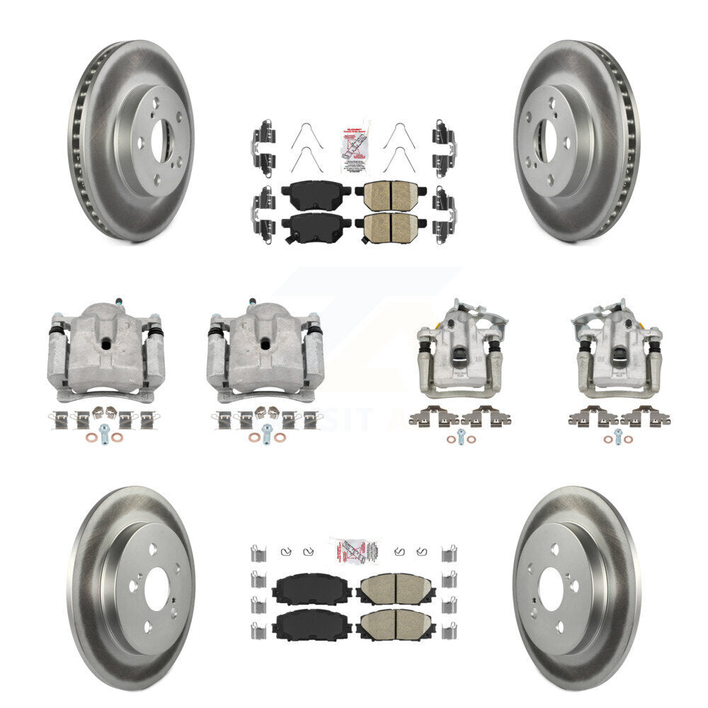 Front Rear Disc Brake Caliper Coat Rotor Ceramic Pad Kit (10Pc) For Toyota Prius Plug-In KCG-101589N