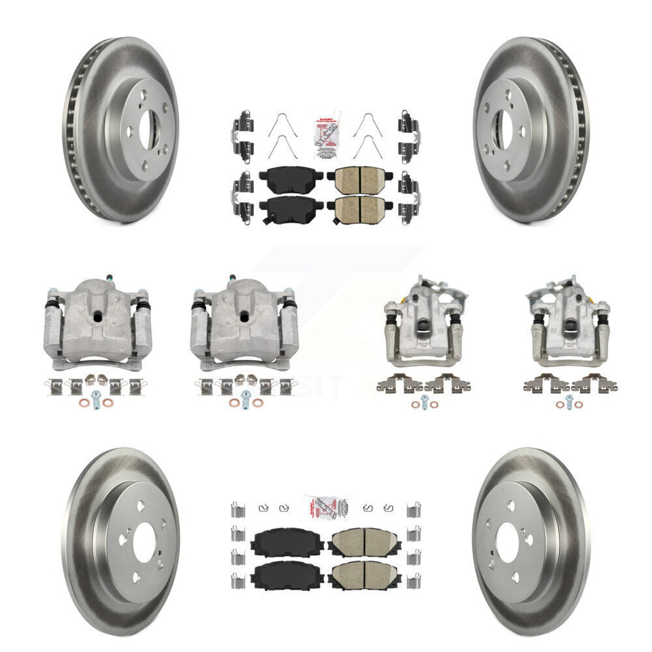 Front Rear Disc Brake Caliper Coat Rotor Ceramic Pad Kit (10Pc) For Toyota Prius Plug-In KCG-101589N