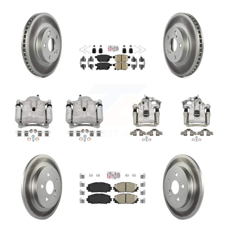 Front Rear Disc Brake Caliper Coat Rotor Ceramic Pad Kit (10Pc) For Toyota Prius Plug-In KCG-101590N