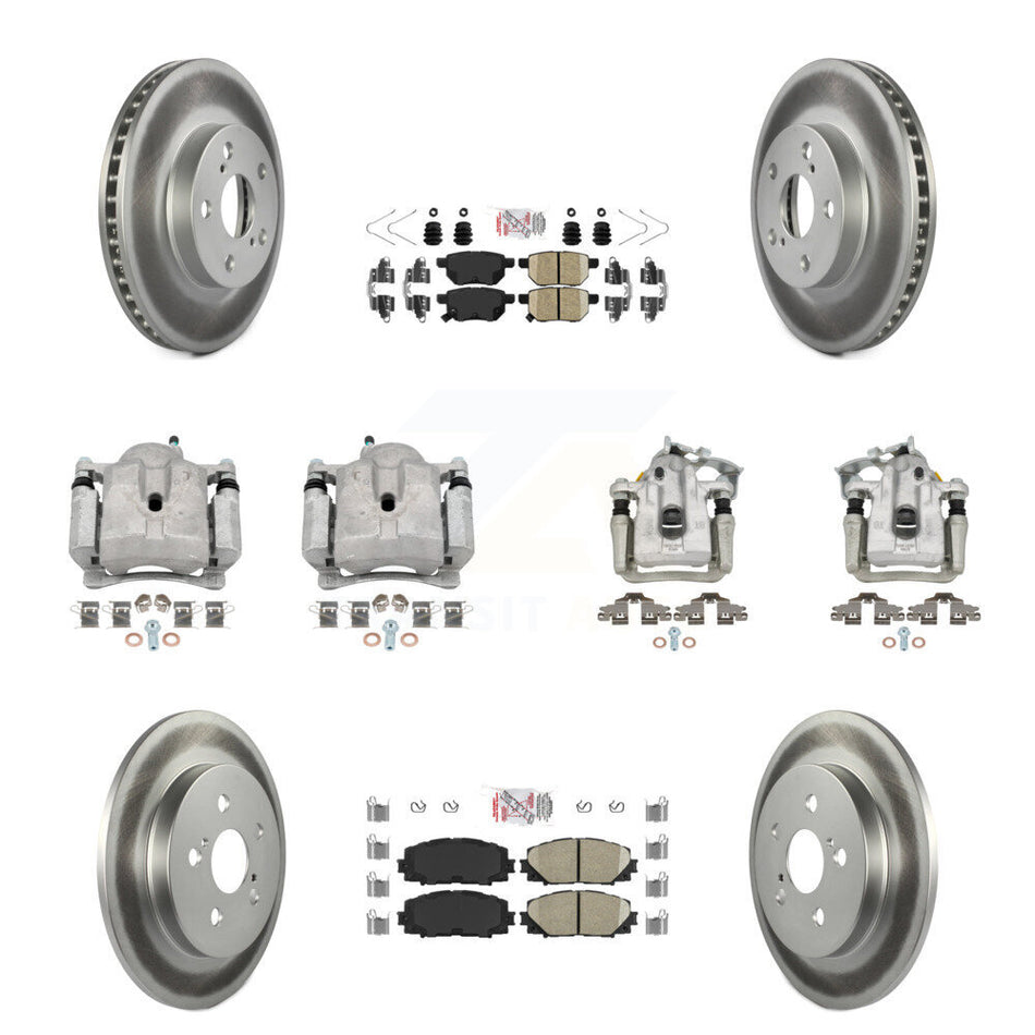 Front Rear Disc Brake Caliper Coat Rotor Ceramic Pad Kit (10Pc) For Toyota Prius Plug-In KCG-101591N