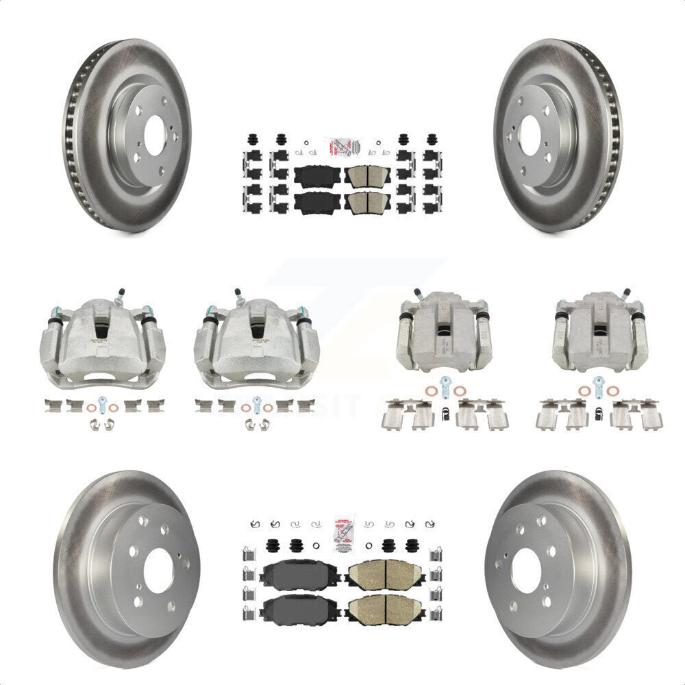 Front Rear Disc Brake Caliper Coated Rotors And Ceramic Pads Kit (10Pc) For Toyota RAV4 KCG-101596N by Transit Auto