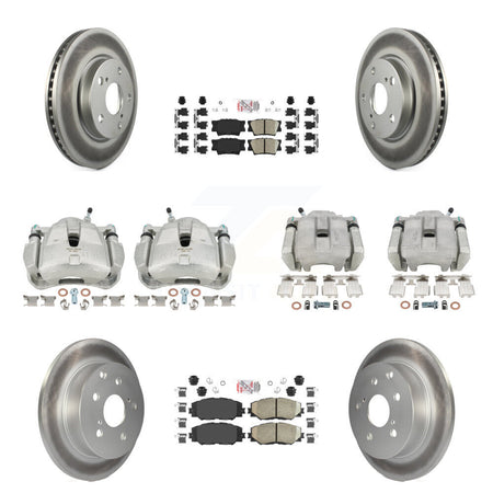 Front Rear Disc Brake Caliper Coated Rotor And Ceramic Pad Kit (10Pc) For Toyota RAV4 LE KCG-101601N
