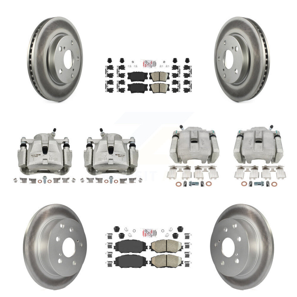Front Rear Brake Caliper Coat Rotors Ceramic Pad Kit (10Pc) For 2013-2018 Toyota RAV4 LE KCG-101602N