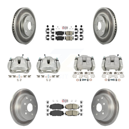 Front Rear Disc Brake Caliper Coated Rotor And Ceramic Pad Kit (10Pc) For Toyota RAV4 LE KCG-101603N