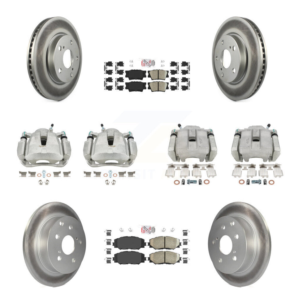 Front Rear Disc Brake Caliper Coated Rotor And Ceramic Pad Kit (10Pc) For Toyota RAV4 LE KCG-101609N