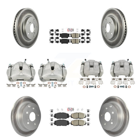 Front Rear Disc Brake Caliper Coated Rotor And Ceramic Pad Kit (10Pc) For Toyota RAV4 LE KCG-101610N