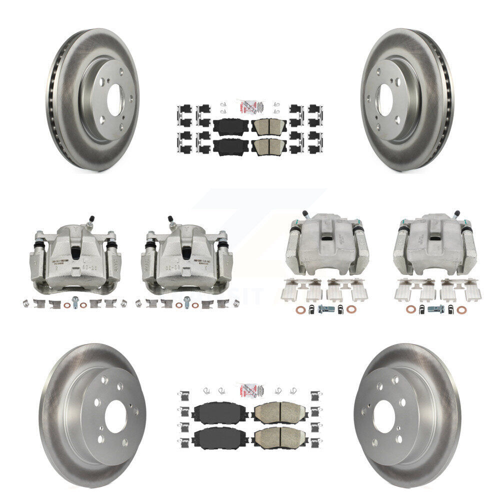Front Rear Brake Caliper Coat Rotors Ceramic Pad Kit (10Pc) For 2013-2018 Toyota RAV4 LE KCG-101611N